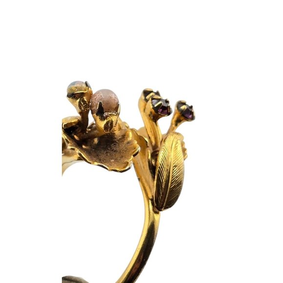 Vintage Rhinestone Leaf Adjustable Ring (A9032) - Picture 5 of 6